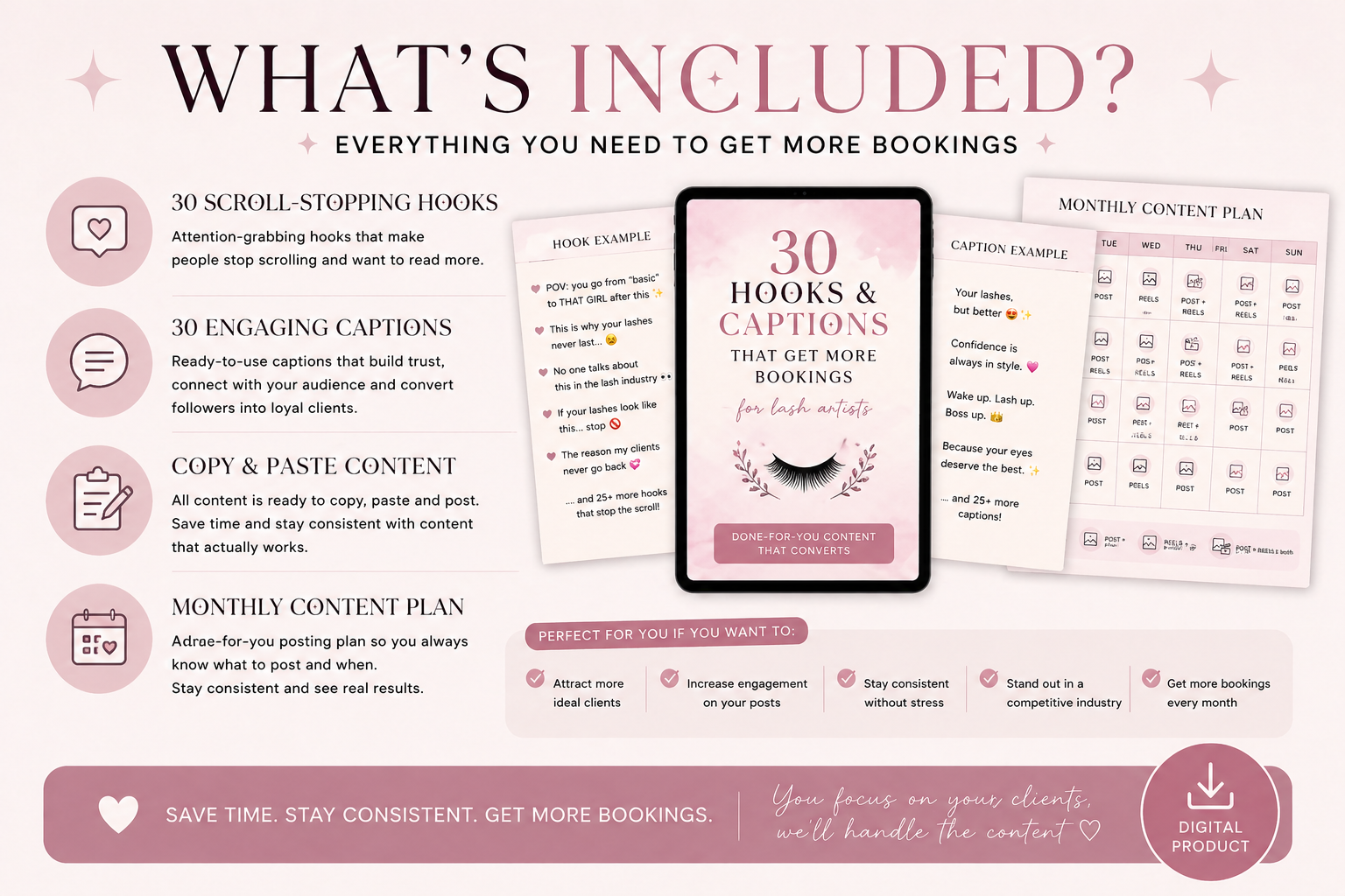 Hooks & Captions for Lash Artists + Monthly Content Plan (NORWEGIAN)