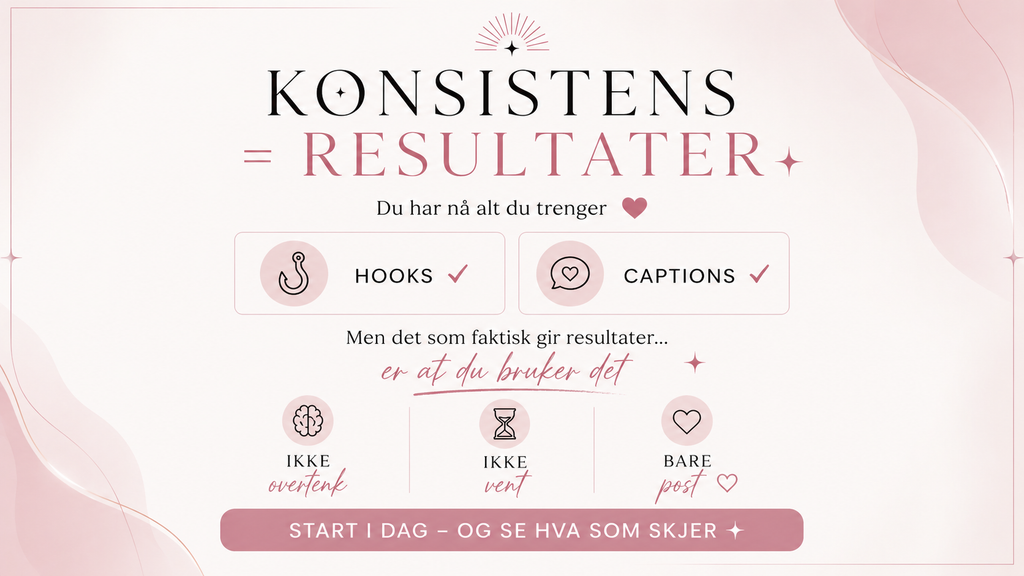 Hooks og bildetekster for vippeartister + månedlig innholdsplan NORG