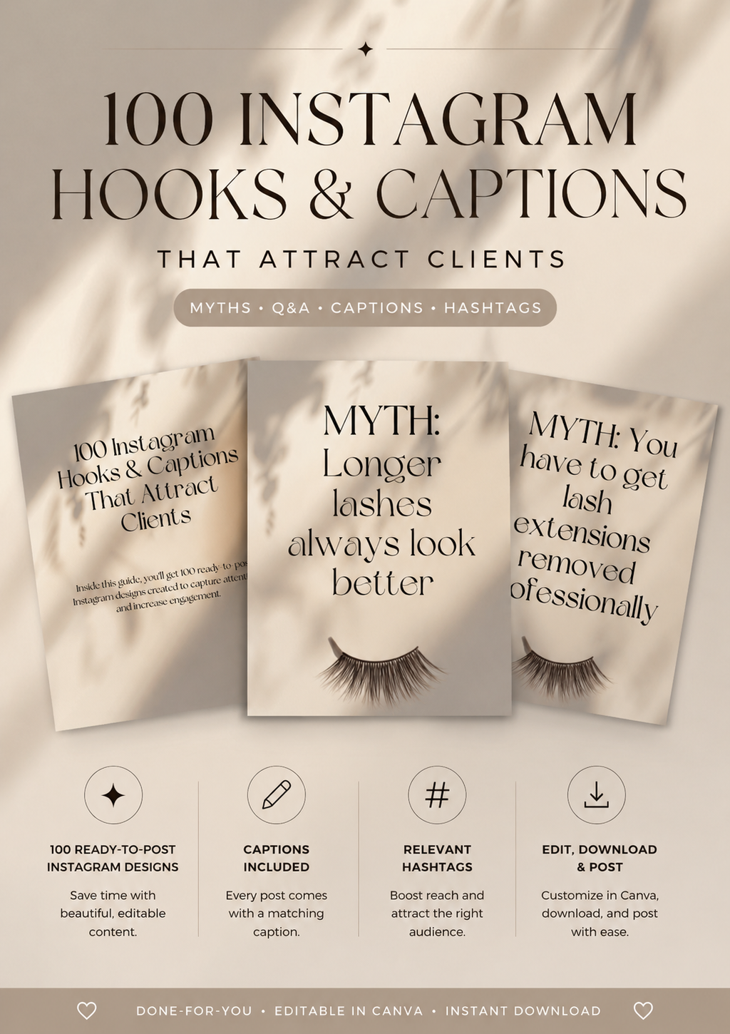 100 IG Posts with Captions & hashtags