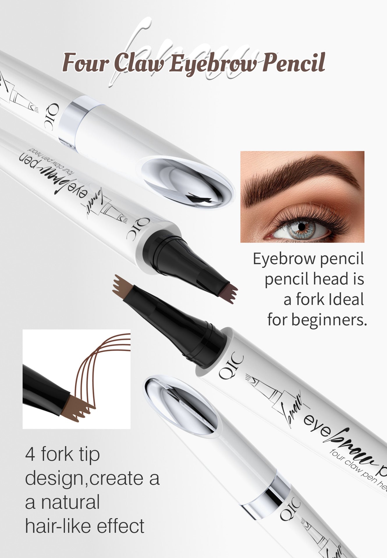 QIC ceramic white liquid four-claw eyebrow pencil