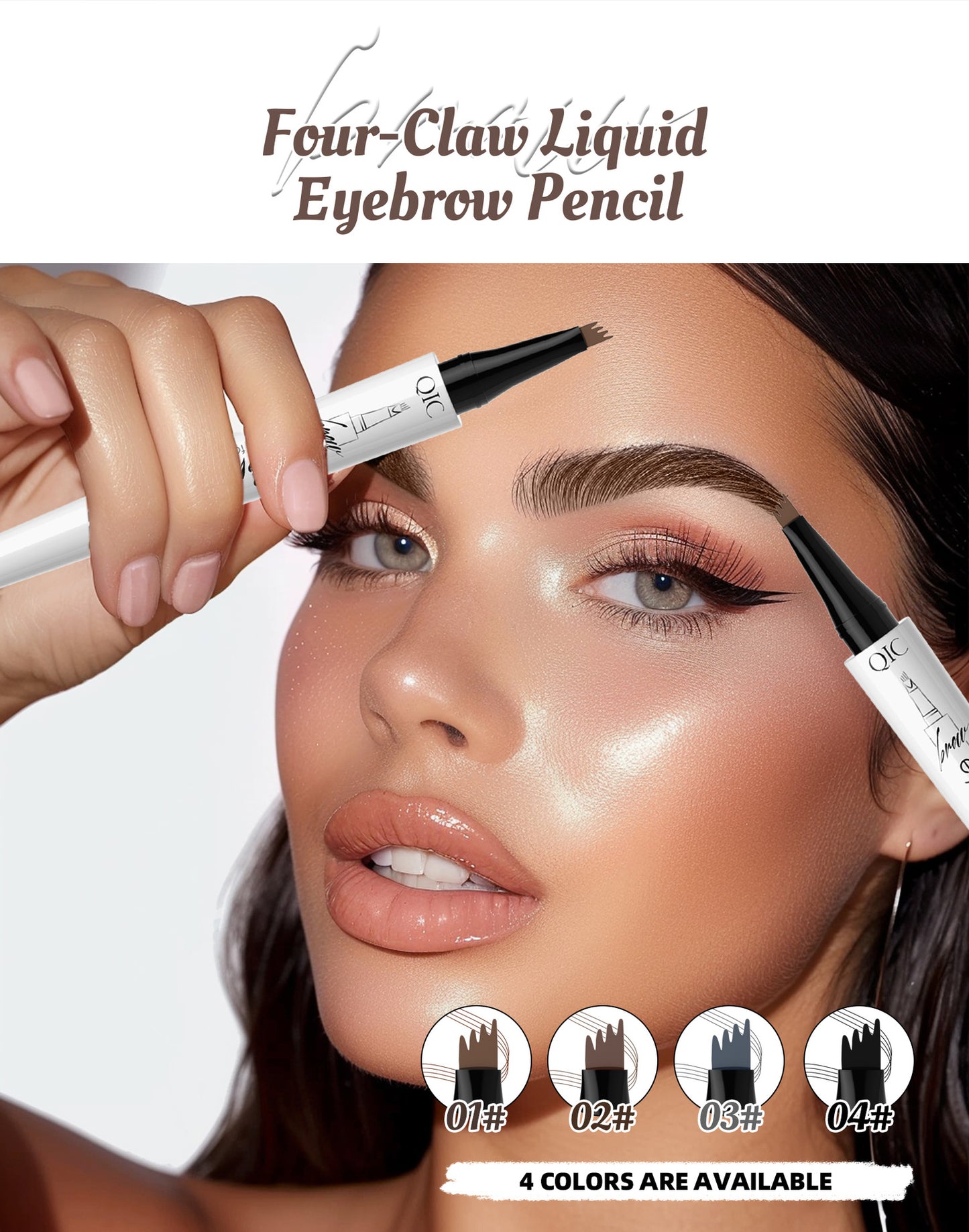 QIC ceramic white liquid four-claw eyebrow pencil
