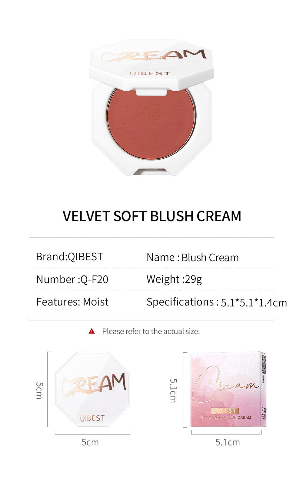 QIBEST Velvet Blush Cream