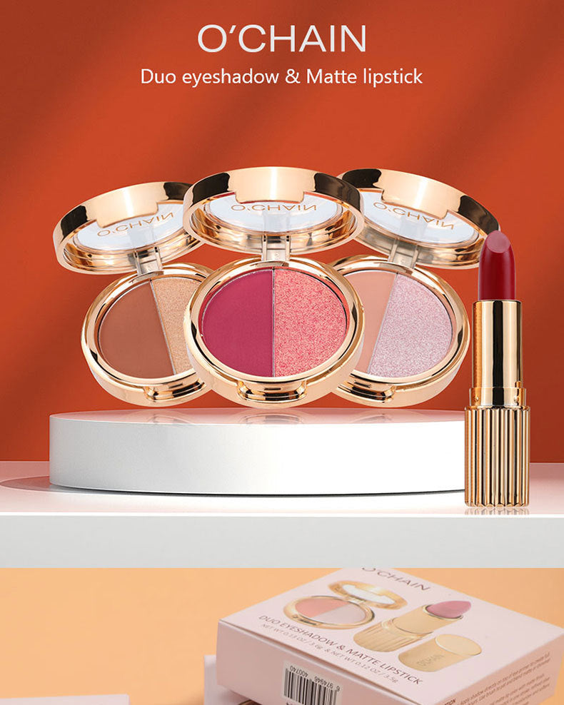 O'CHAINPearlescent two-color eyeshadow matte lipstick