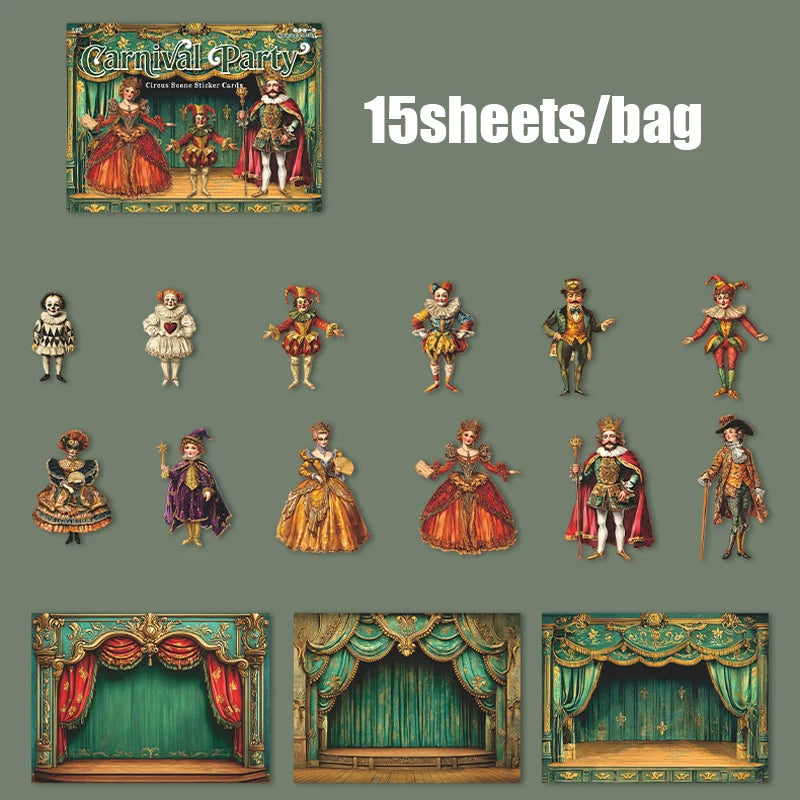 Mr. Paper Carnival Party – 15‑Piece Circus Sticker Set