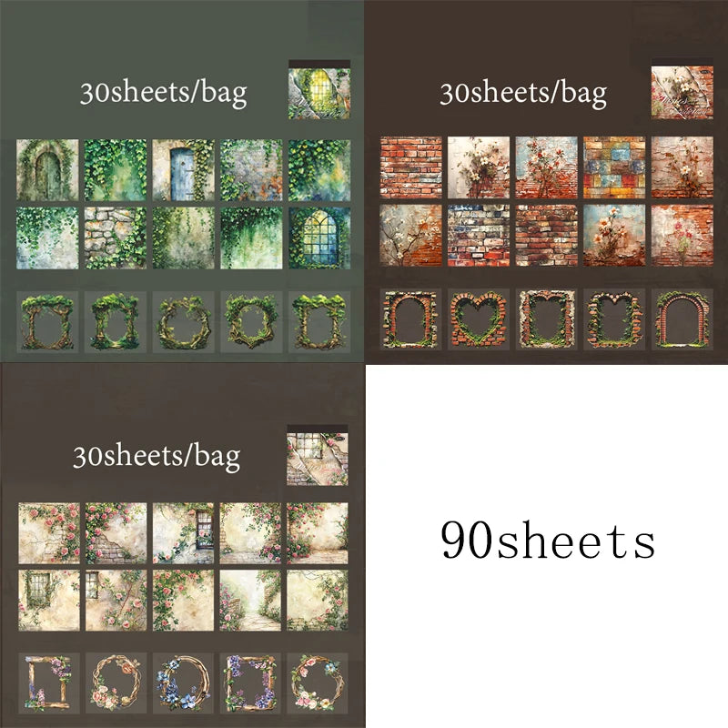 Vine Brick Wall Sticker Book – 90 Pieces