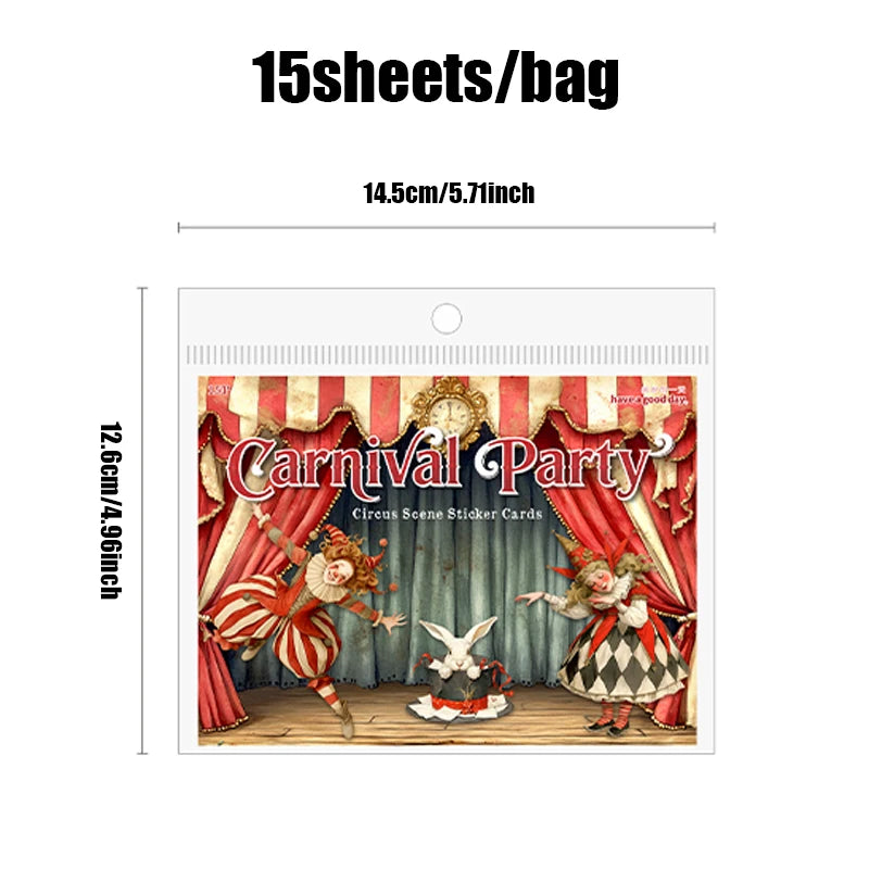 Mr. Paper Carnival Party – 15‑Piece Circus Sticker Set