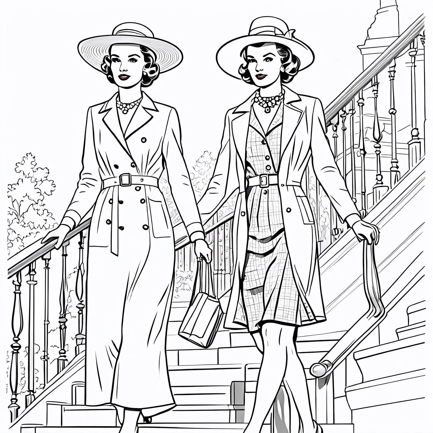 Retro Fashion Coloring Book
