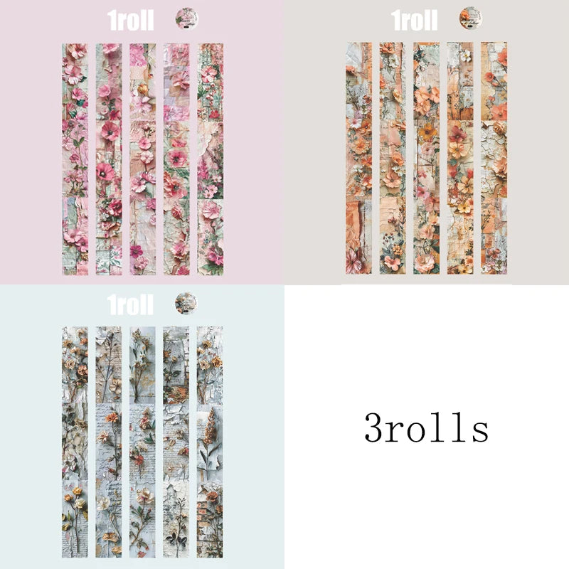 Beauty Flower Manga Washi Tape – 3 Rolls